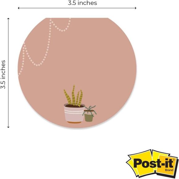 Plant Theme Sticky Note Pad Assortment/Set of 3 Round Flat Top Plant Lady Note P - Picture 3 of 6